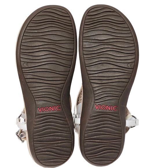 Vionic Rest Kirra Sandals White Perforated Leather Thong Slingback - Picture 10 of 11